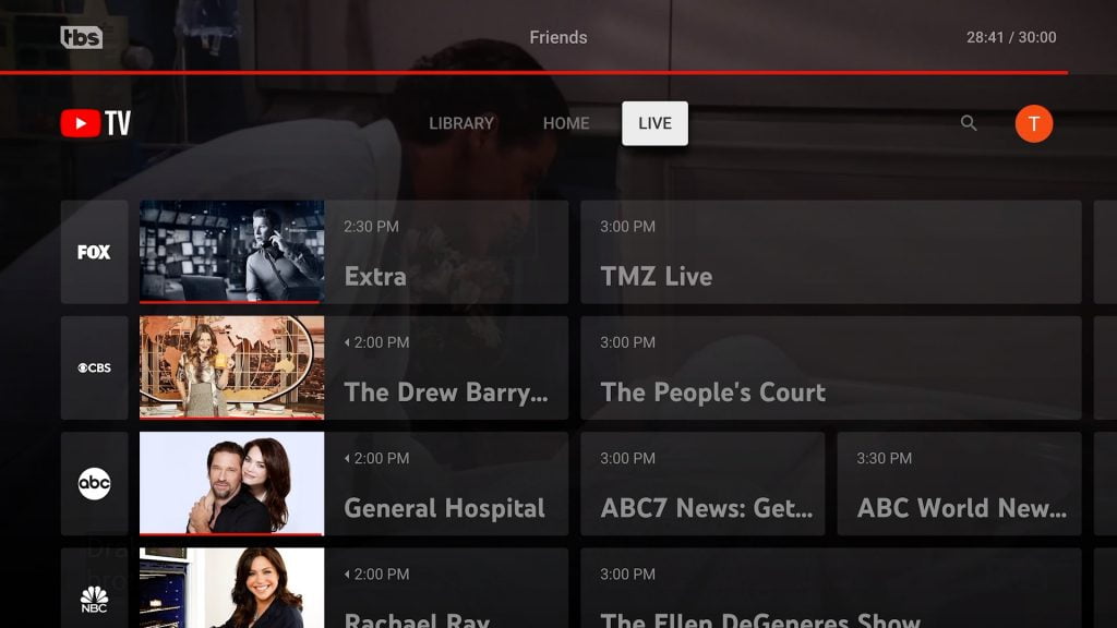 YouTube TV live TV guide