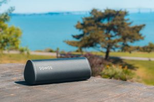 Sonos Roam on its side under the sun