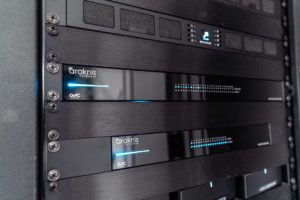 Araknis networking gear in SoundVision equipment rack